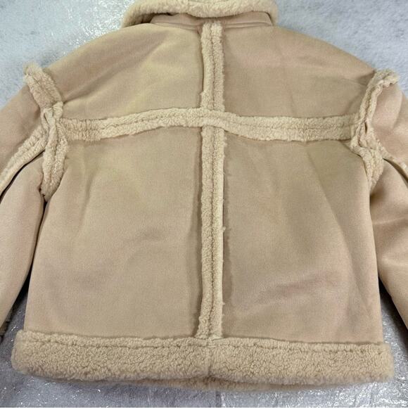 Area Stars Aurora Bomber Jacket Faux Suede Shearling Crop Boho Ivory Size M NEW - Picture 10 of 15